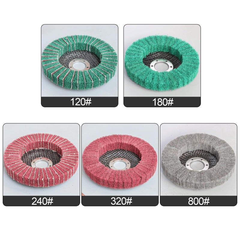 FPPO 5Pcs 4.5" x 7/8" Nylon Fiber Flap Disc Polishing Grinding Wheel,Scouring pad Buffing Wheel for Angle Grinder, Polishing Tools (Grit 320) - Image 3